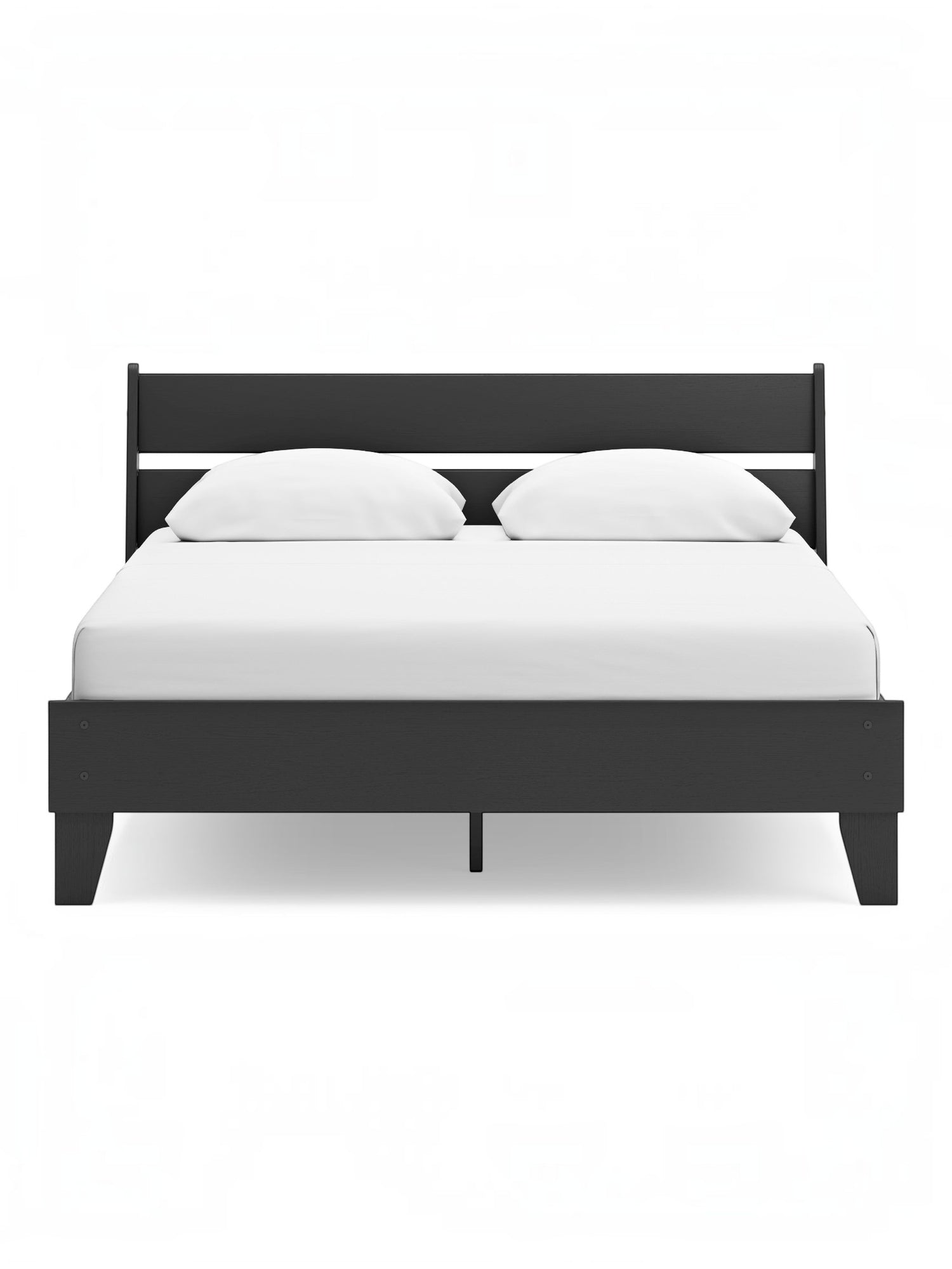 Grand lit Solene TOCO Meubles noir au design contemporain épuré avec tête de lit à lattes pour chambre moderne