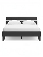 Grand lit Solene TOCO Meubles noir au design contemporain épuré avec tête de lit à lattes pour chambre moderne