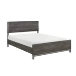 TOCO Meubles Grand Lit Stella, lit moderne gris imitation bois avec tête de lit et cadre en métal peint