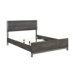 TOCO Meubles Grand Lit Stella gris imitation bois avec détails métal peint, design moderne et épuré.