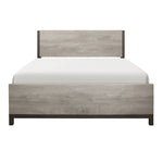 TOCO Meubles Grand Lit Stella gris imitation bois avec détails métal peint, design moderne et épuré.