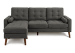 TOCO Meubles Sofa sectionnel Khamo gris foncé capitonné avec repose-pieds et coussins cylindriques