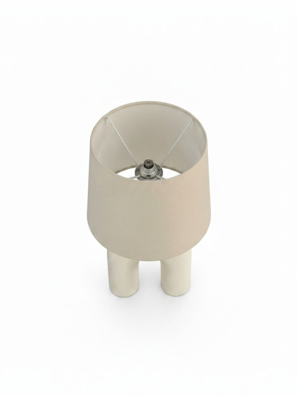 Lampe de table TOCO Meubles Pedro avec base sculpturale en arche et abat-jour en lin beige vue de dessus