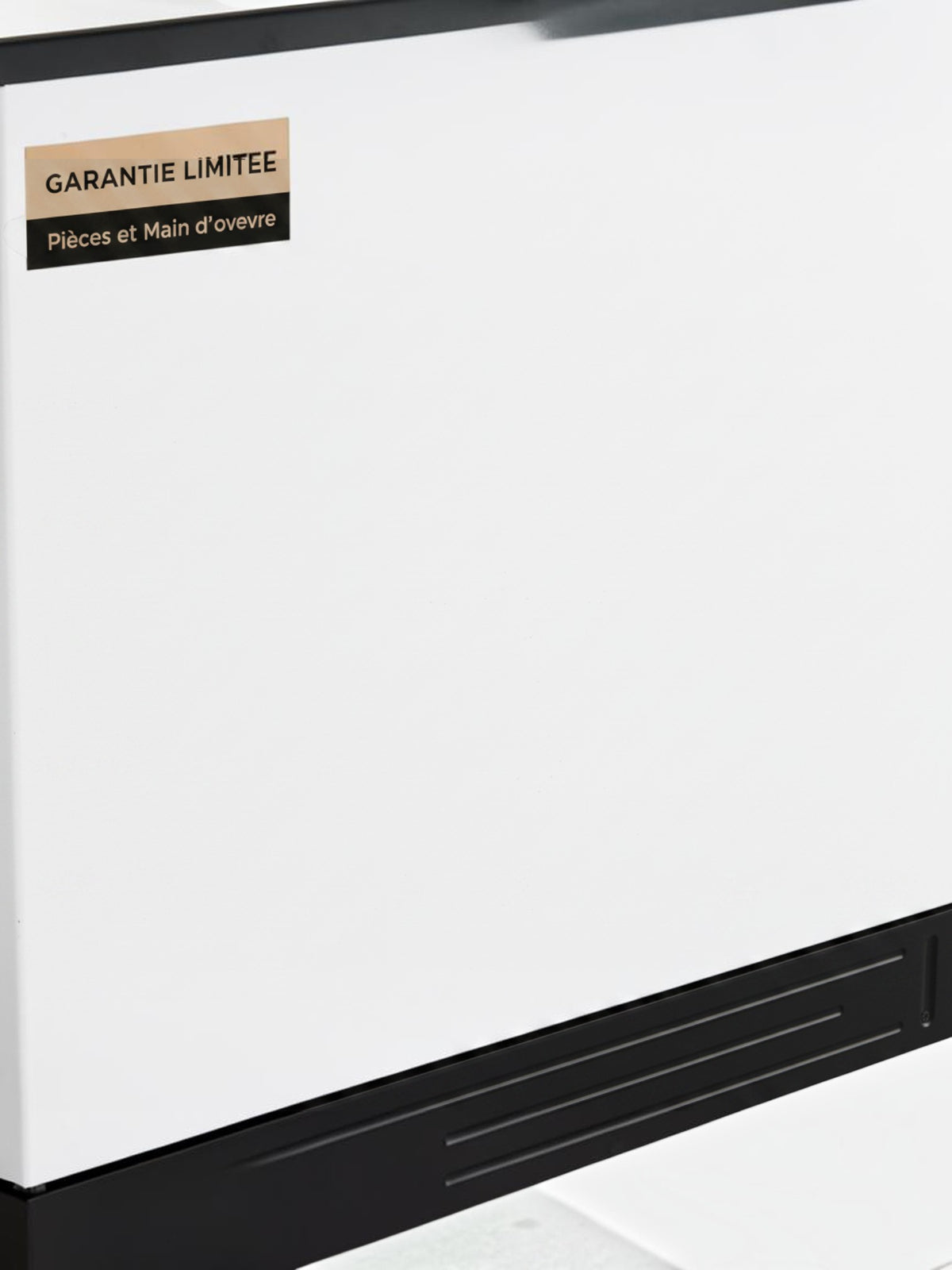 Lave-vaisselle blanc TOCO Meubles avec cuve hybride et autocollant de garantie limitée sur la porte