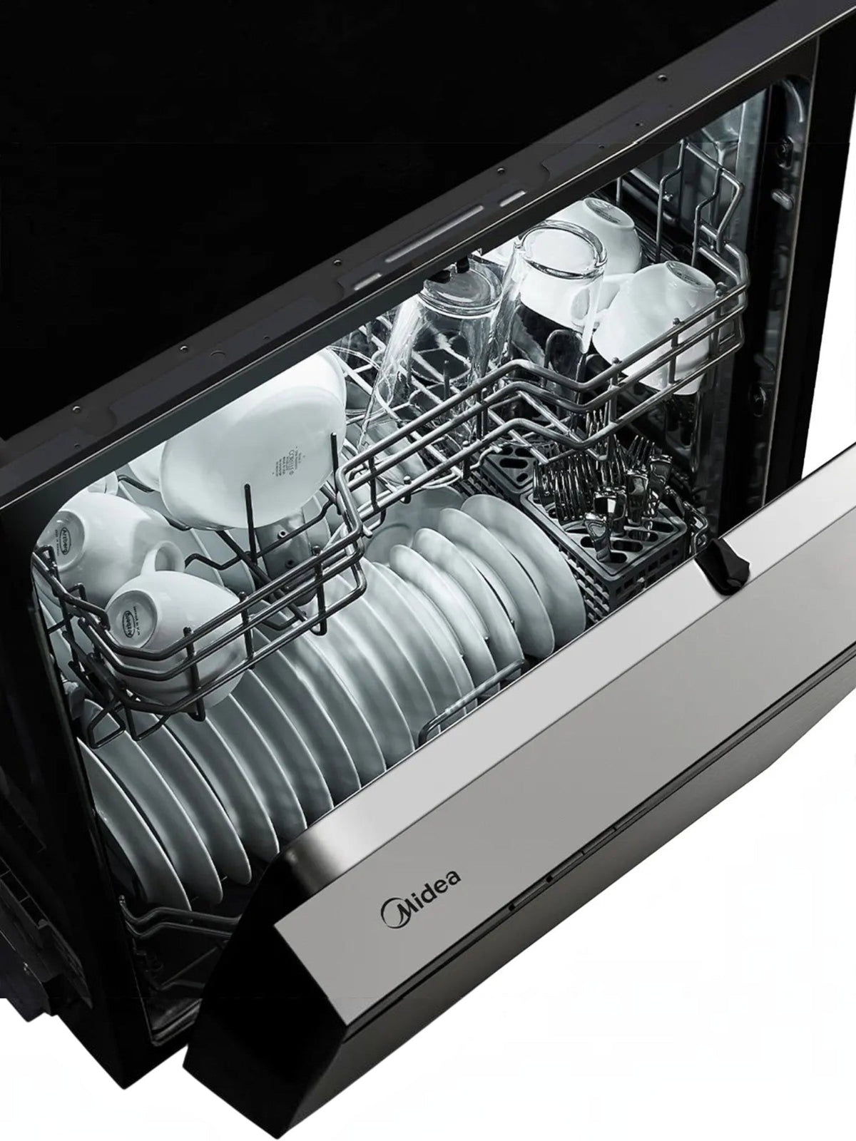 Lave-vaisselle MIDEA 24 pouces TOCO Meubles avec cuve hybride et vaisselle propre rangée dans le panier supérieur