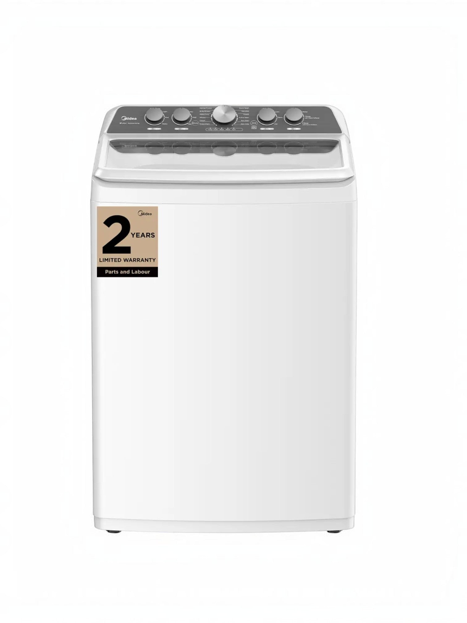 Laveuse à chargement par le haut blanche MIDEA de 4,7 pi³ avec agitateur, 12 cycles et couvercle en verre à fermeture lente. Garantie limitée de 2 ans.