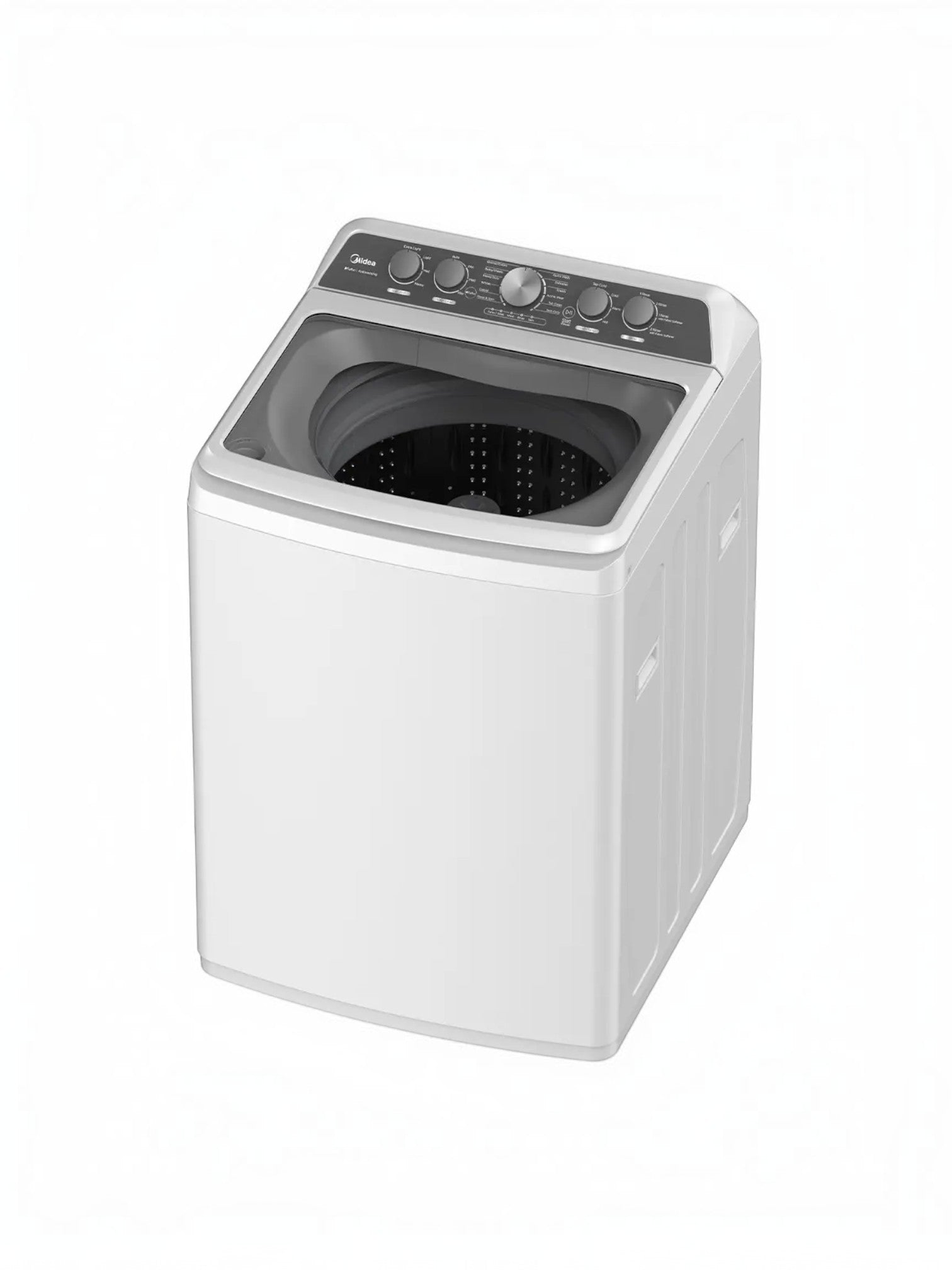 Laveuse à chargement par le haut blanche MIDEA de 4,7 pi³ avec agitateur et 12 cycles, couvercle en verre à fermeture lente.