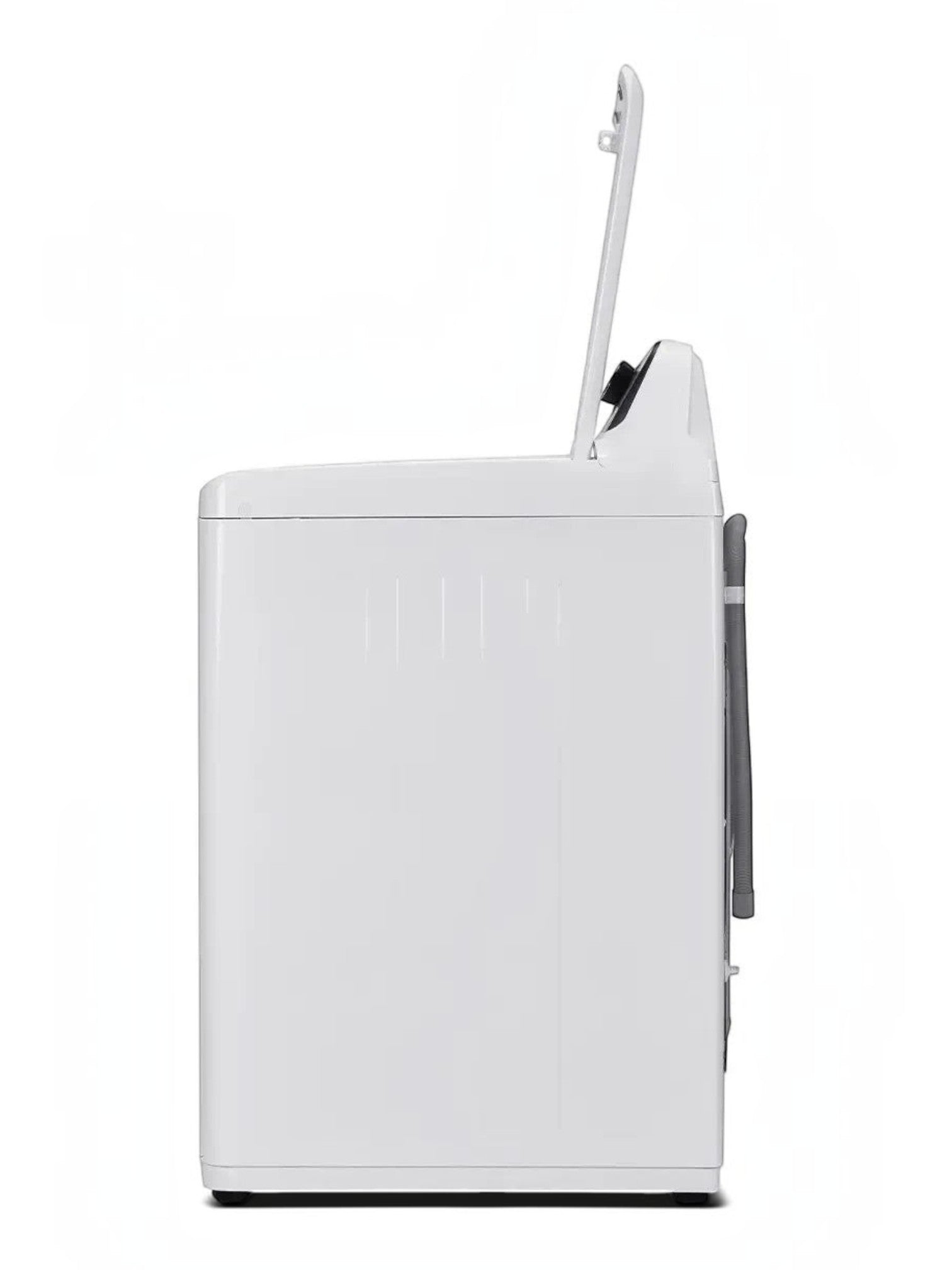 Laveuse MIDEA 5,2 pi³ à chargement par le haut blanche vue de profil avec couvercle ouvert