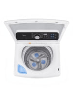 Laveuse à turbine MIDEA 5,2 pi³ blanche vue de dessus avec couvercle ouvert, proposée par TOCO Meubles
