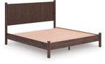 Lit Alma TOCO Meubles en bois brun avec tête de lit cannelée, style bohème moderne
