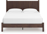 Lit Alma TOCO Meubles en bois brun foncé avec tête de lit cannelée, style bohème moderne