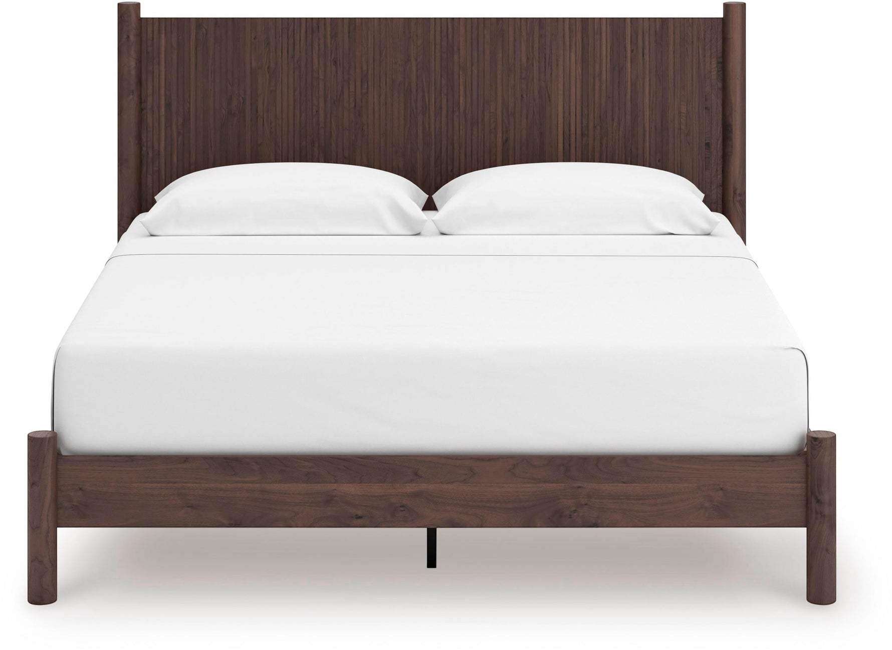 Lit Alma TOCO Meubles en bois brun foncé avec tête de lit cannelée, style bohème moderne