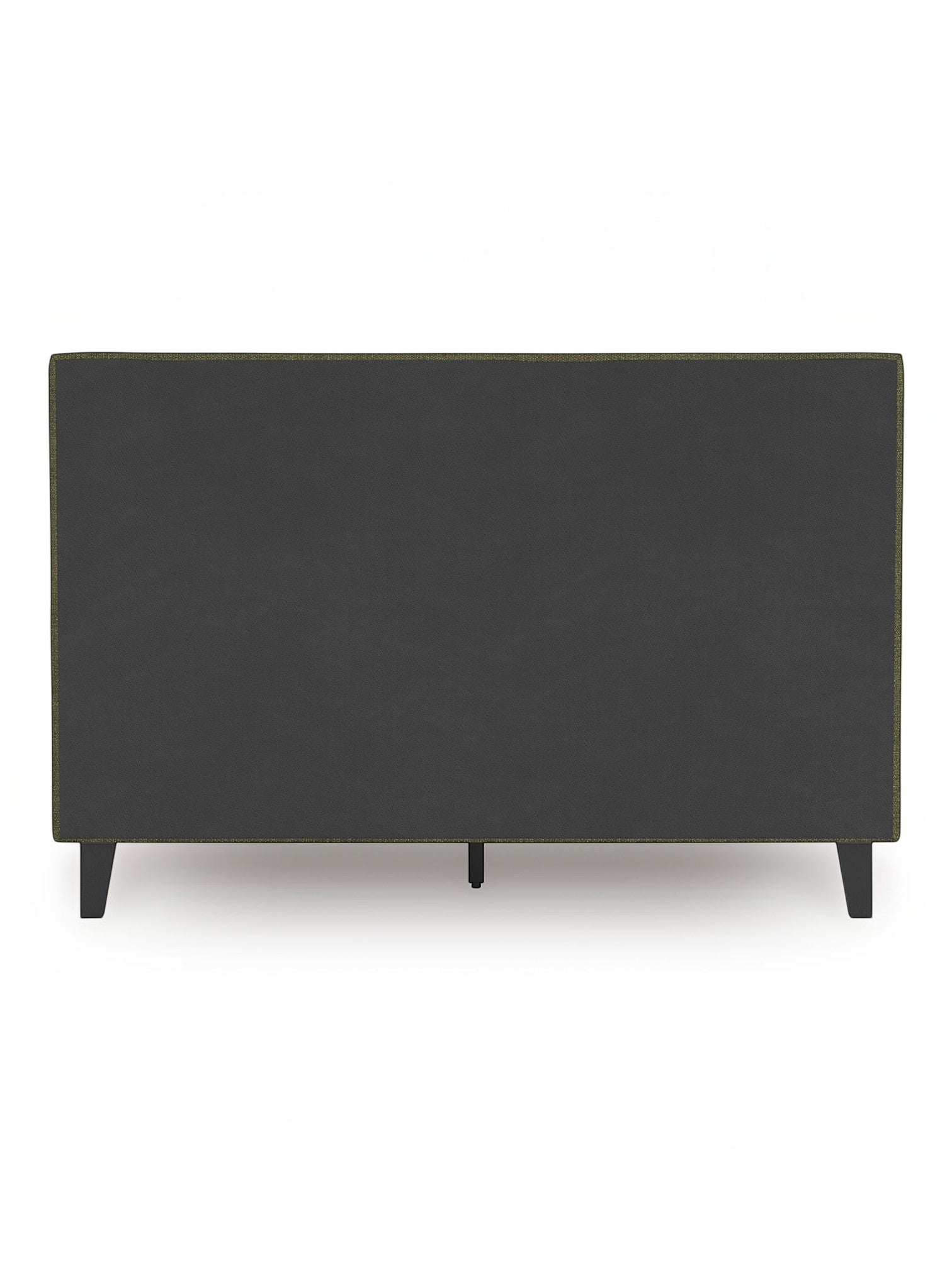 TOCO Meubles Lit Alma rembourré vert sauge avec pieds noirs bas et coutures contrastantes