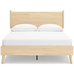 Lit double Anita en bois naturel, design plateforme, finition épurée, pieds fuselés. TOCO Meubles.
