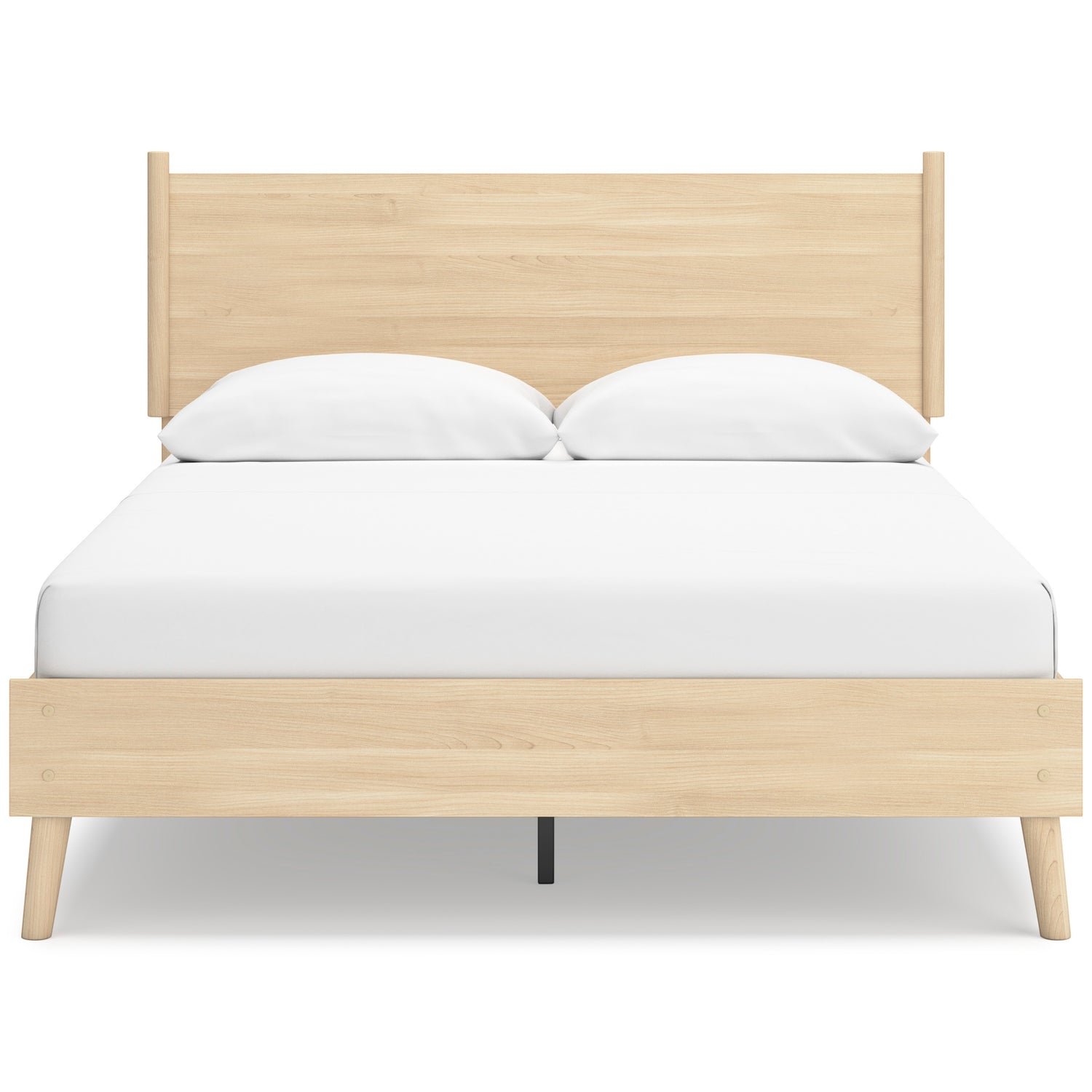 Lit double Anita en bois naturel, design plateforme, finition épurée, pieds fuselés. TOCO Meubles.
