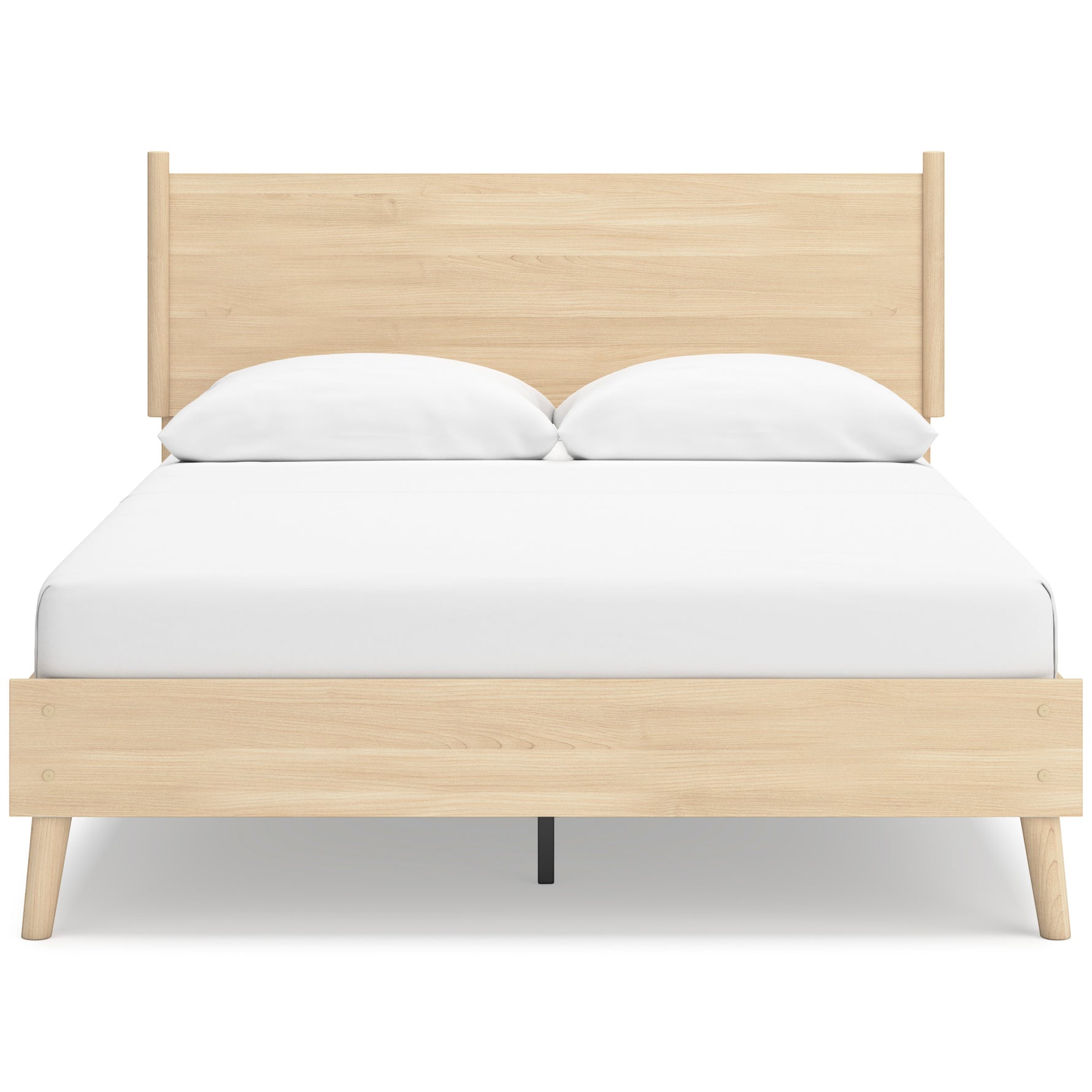 Lit double Anita en bois naturel, design plateforme, finition épurée, pieds fuselés. TOCO Meubles.