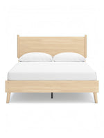 Lit double Anita en bois naturel, design plateforme, finition épurée, pieds fuselés. TOCO Meubles.