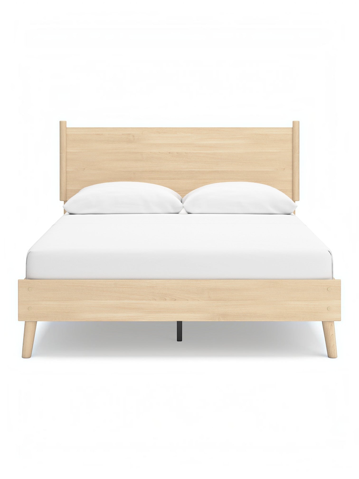 Lit double Anita en bois naturel, design plateforme, finition épurée, pieds fuselés. TOCO Meubles.