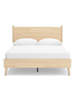 Lit double Anita en bois naturel, design plateforme, finition épurée, pieds fuselés. TOCO Meubles.