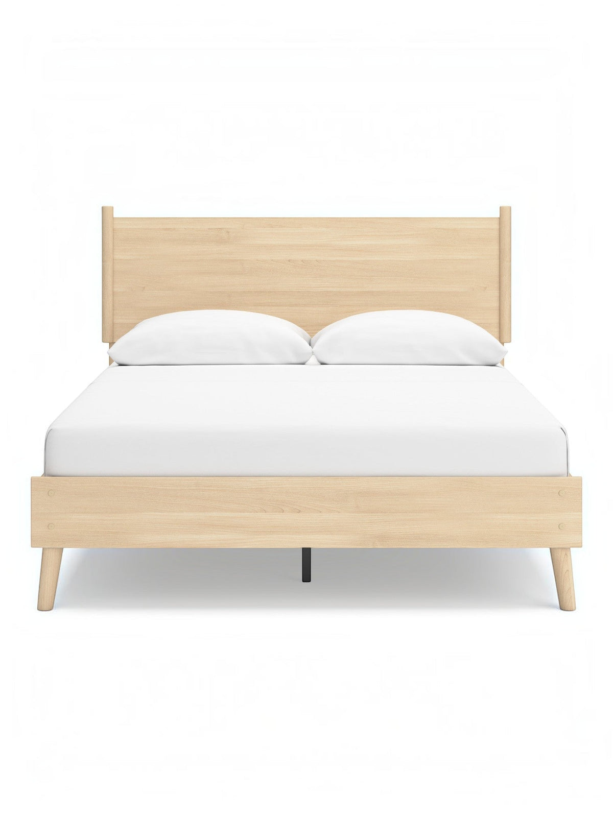 Lit double Anita en bois naturel, design plateforme, finition épurée, pieds fuselés. TOCO Meubles.