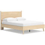 Lit plateforme Grand Lit Anita en bois naturel, finition épurée, pieds fuselés, idéal pour chambre moderne.