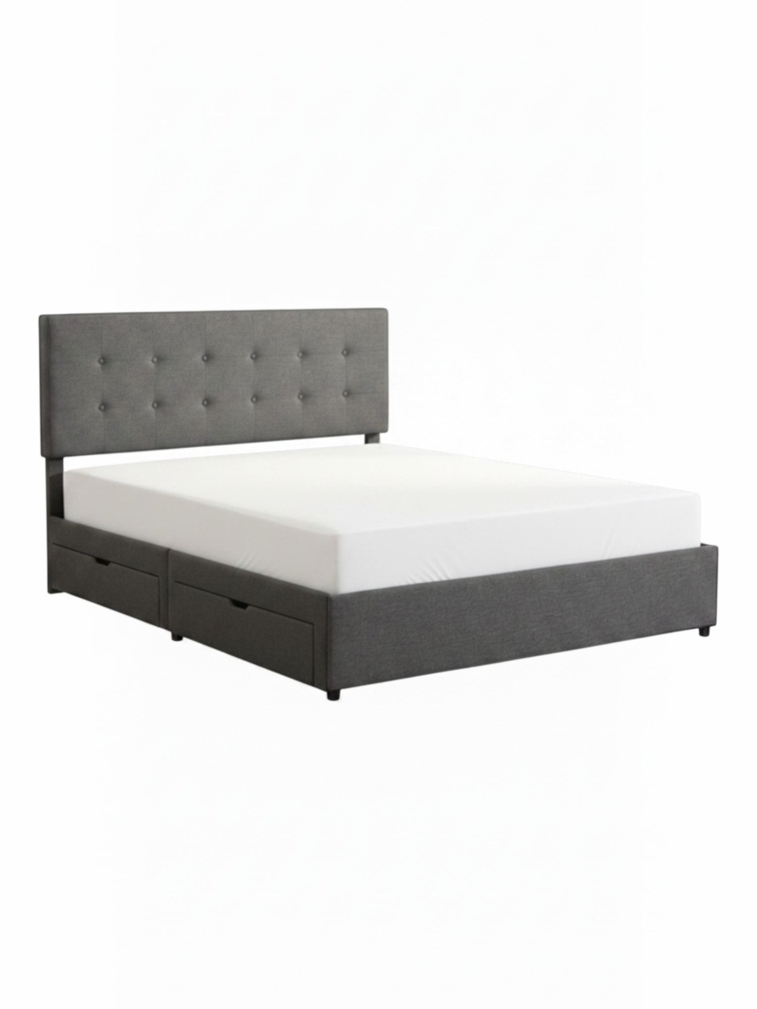 Grand lit TOCO Meubles Bianca gris capitonné avec quatre tiroirs de rangement intégrés et tête de lit moderne