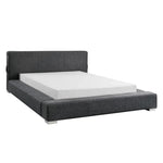 Lit double Billie TOCO Meubles gris foncé rembourré avec ports USB et rangements intégrés, design moderne.