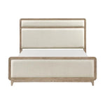 Lit Bonnie TOCO Meubles en bois clair et tissu chenille crème, design moderne et épuré.
