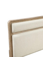 Tête de lit TOCO Meubles Bonnie en bois de chêne naturel et tissu chenille beige doux au design élégant