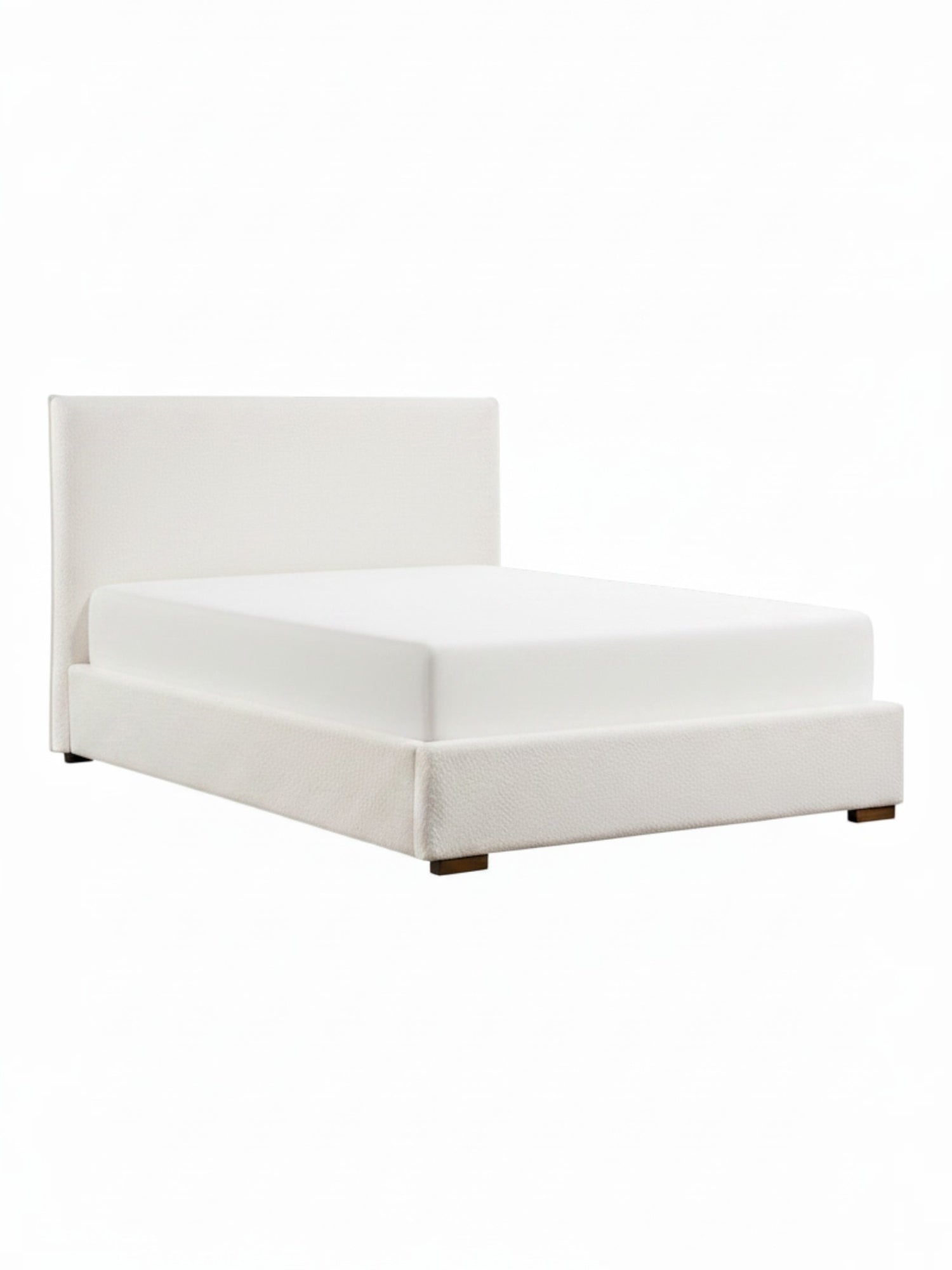 Très grand lit Noemie TOCO Meubles en tissu bouclé beige au design moderne et épuré