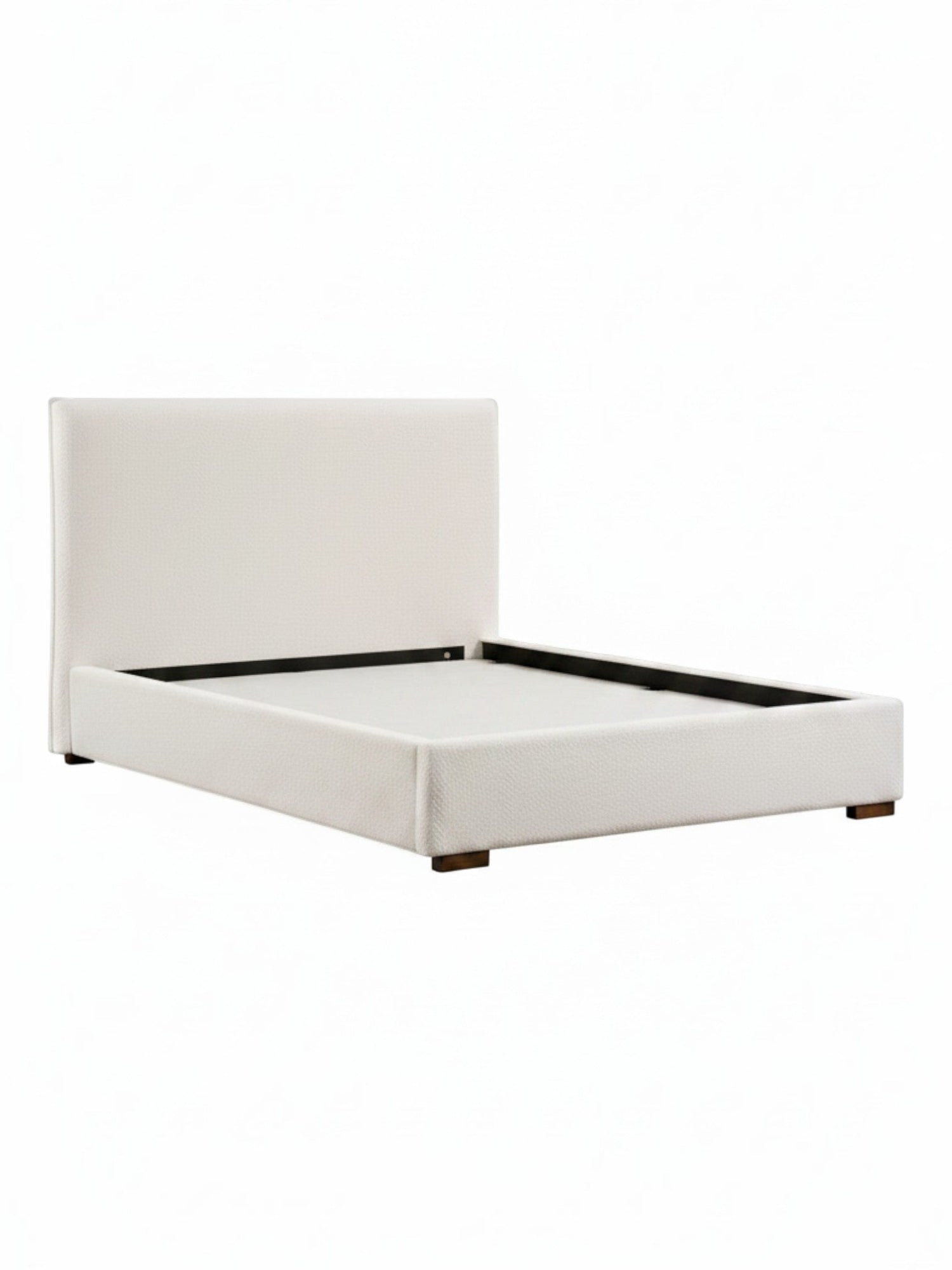 Lit plateforme TOCO Meubles Noemie en tissu bouclé beige au design moderne et épuré