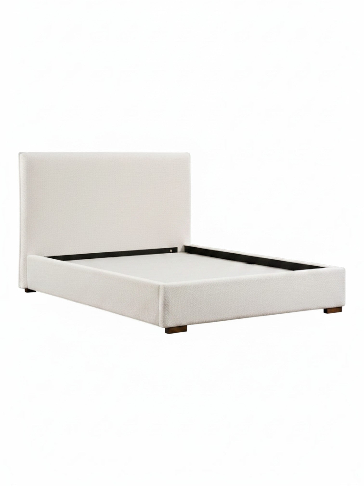 Lit plateforme TOCO Meubles Noemie en tissu bouclé beige au design moderne et épuré