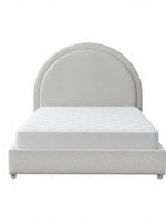 Lit double TOCO Meubles Ivy avec tête de lit arrondie rembourrée en tissu bouclé crème pour une chambre moderne