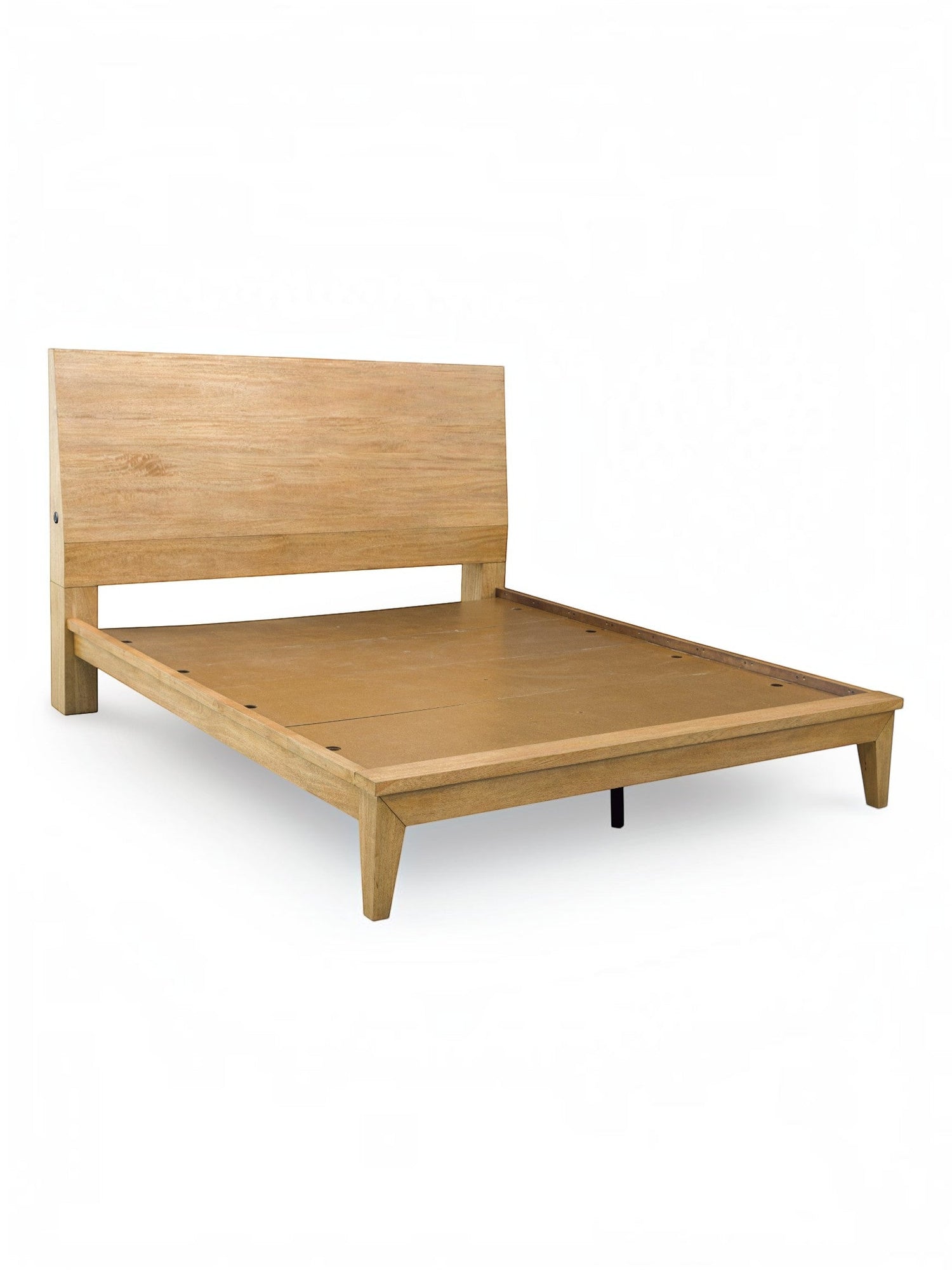 Très grand lit TOCO Meubles Carmen en bois clair au design minimaliste avec tête de lit inclinable et ports USB
