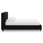 TOCO Meubles Grand lit Chloe noir en tissu côtelé, design contemporain et chic, idéal pour une chambre sophistiquée.