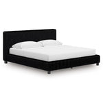 Lit Chloe noir en tissu côtelé de TOCO Meubles, design contemporain et chic avec tête de lit haute.