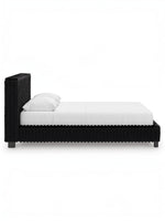 TOCO Meubles Grand lit Chloe noir en tissu côtelé, design contemporain et chic, idéal pour une chambre sophistiquée.