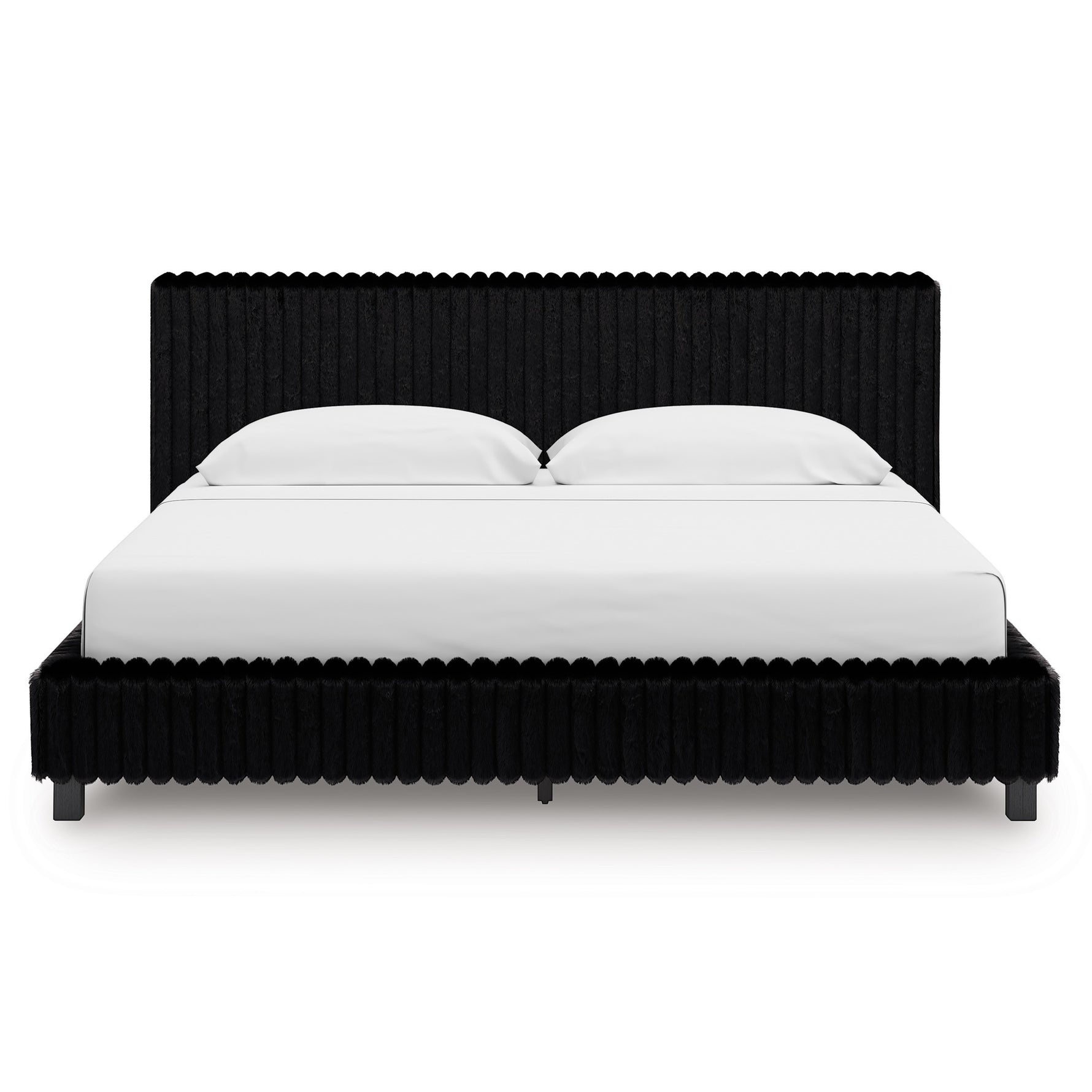 Lit noir Chloe TOCO Meubles en tissu côtelé, design contemporain et chic, idéal pour une chambre accueillante.