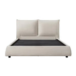 TOCO Meubles Grand Lit Diego en tissu chenille beige, tête de lit rembourrée, design moderne et épuré.