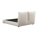 TOCO Meubles Grand Lit Diego en tissu chenille beige avec tête de lit rembourrée et design épuré.