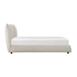 Lit Diego TOCO Meubles en tissu chenille beige avec tête de lit rembourrée et design moderne.