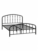 Lit double Nina TOCO Meubles en acier noir avec structure plateforme minimaliste et tête de lit arrondie