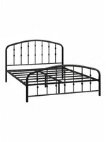 Lit double Nina TOCO Meubles en acier noir avec structure plateforme minimaliste et tête de lit arrondie