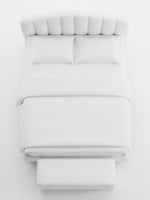 Lit double Adele TOCO Meubles plateforme blanc effet peluche avec tête de lit capitonnée vue de dessus