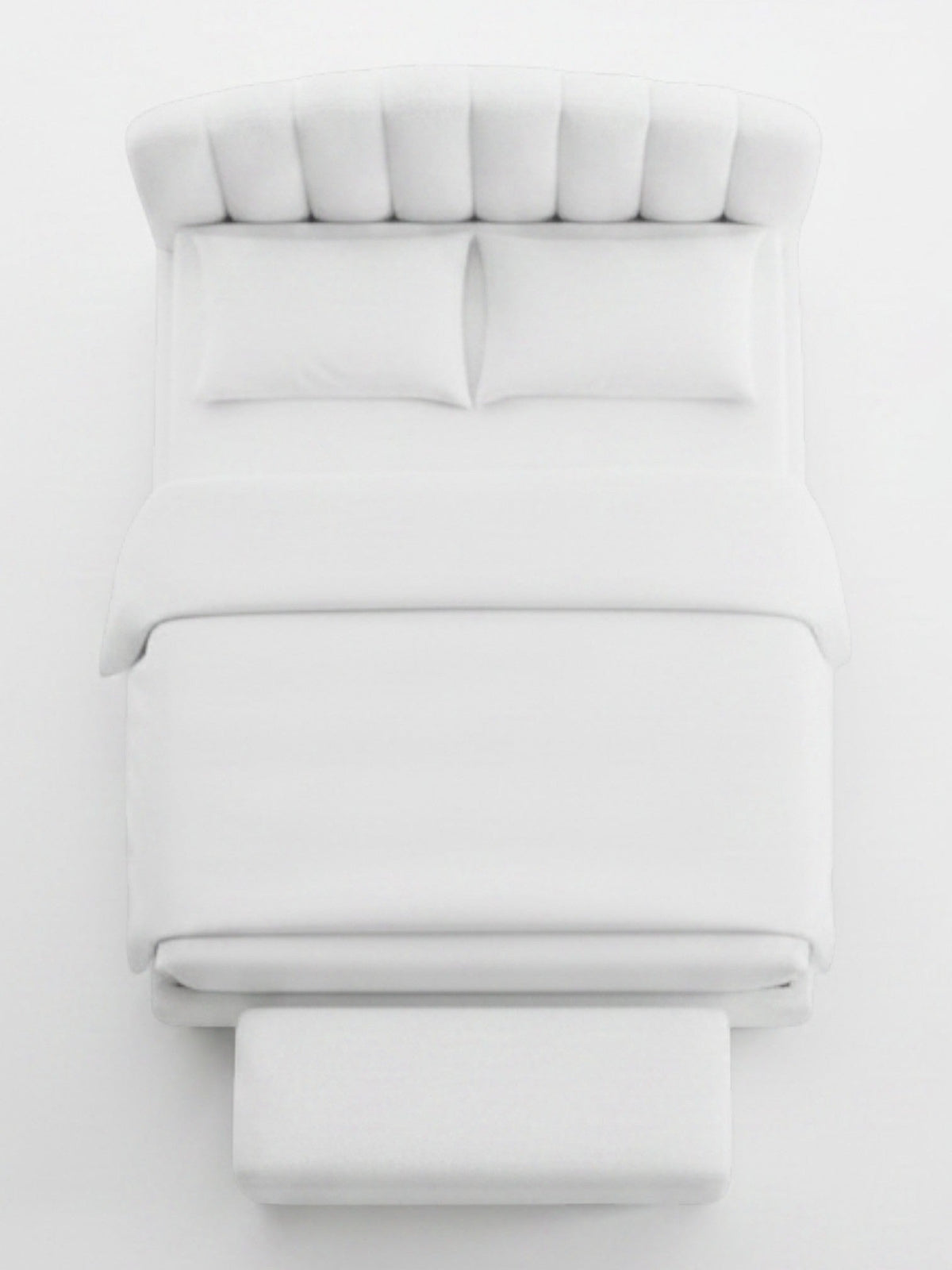 Lit double Adele TOCO Meubles plateforme blanc effet peluche avec tête de lit capitonnée vue de dessus