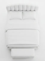 Lit double Adele TOCO Meubles plateforme blanc effet peluche avec tête de lit capitonnée vue de dessus