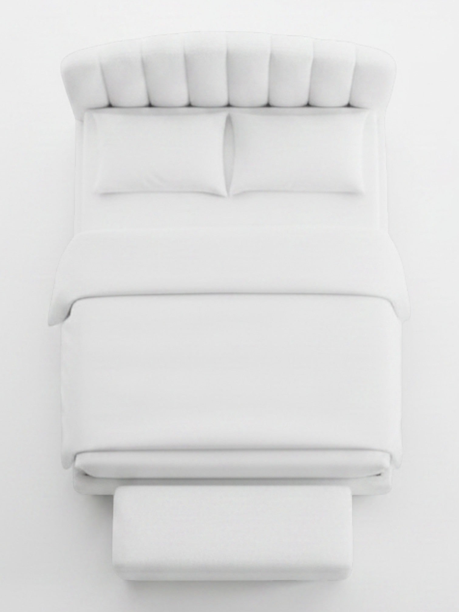 Lit double Adele TOCO Meubles plateforme blanc effet peluche avec tête de lit capitonnée vue de dessus
