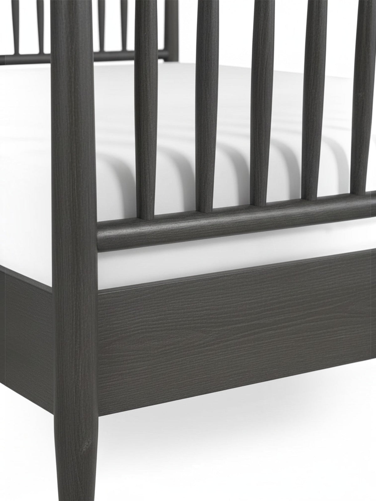 Lit double Paolo TOCO Meubles en bois foncé avec tête de lit à lattes verticales et design plateforme moderne
