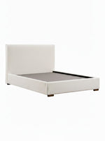 Lit double TOCO Meubles Noemie en tissu bouclé beige avec tête de lit moderne et design plateforme épuré