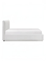 Lit double plateforme TOCO Meubles Emilio blanc avec tête de lit capitonnée verticalement et design moderne épuré